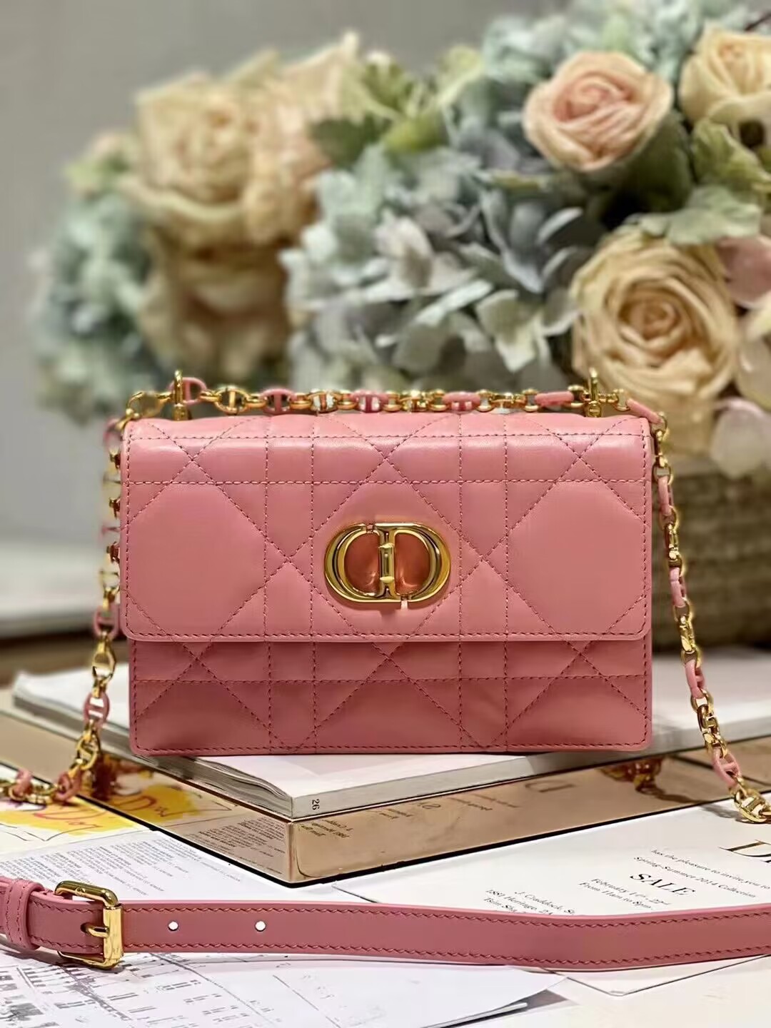 Dior MISS CARO MINI BAG Macrocannage Lambskin S5169UD PINK