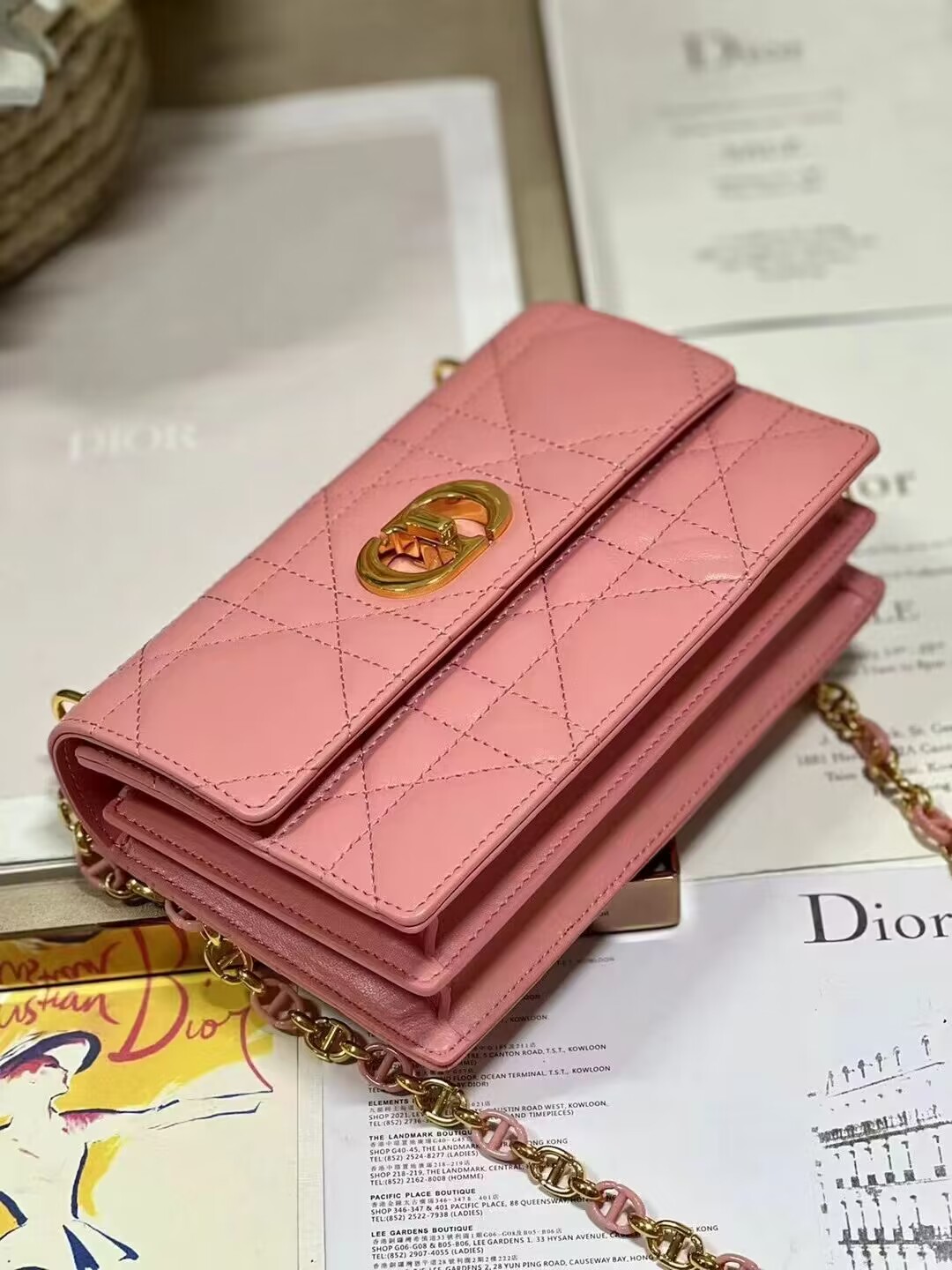 Dior MISS CARO MINI BAG Macrocannage Lambskin S5169UD PINK