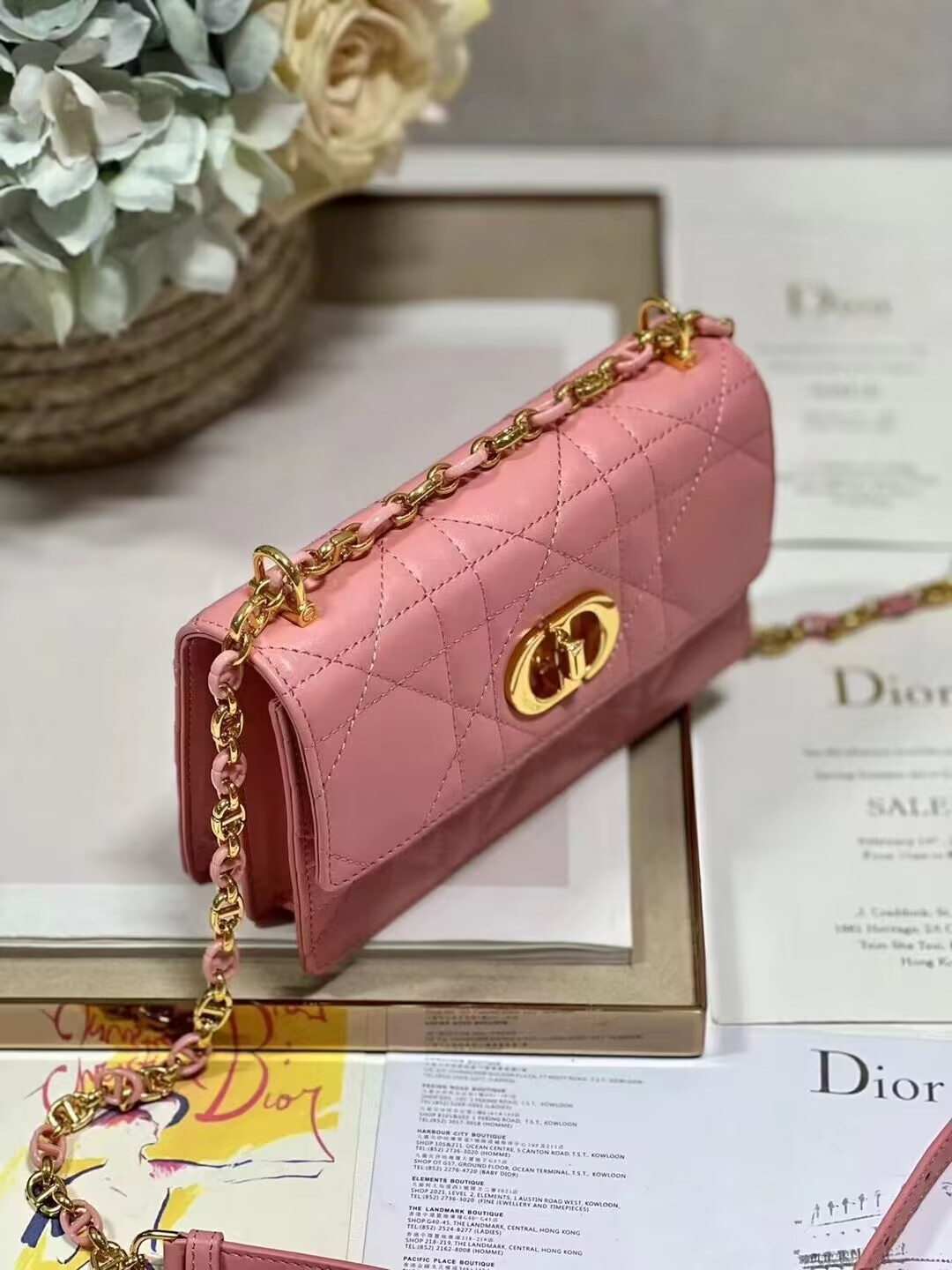 Dior MISS CARO MINI BAG Macrocannage Lambskin S5169UD PINK