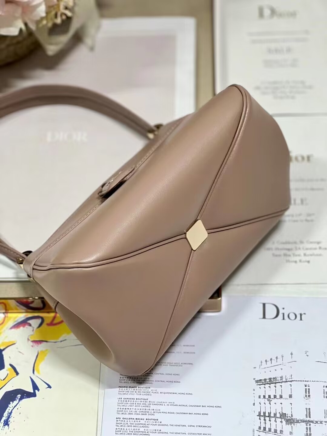 SMALL DIOR KEY BAG Box Calfskin M1844O pink