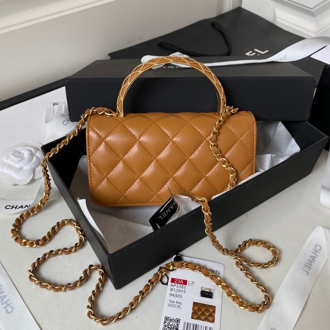 Chanel MINI FLAP BAG WITH TOP HANDLE AP3385 brown