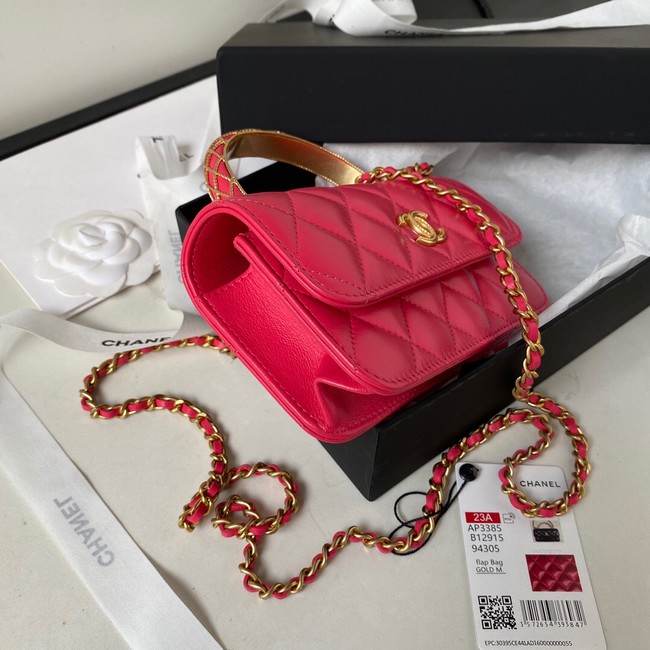 Chanel MINI FLAP BAG WITH TOP HANDLE AP3385 red