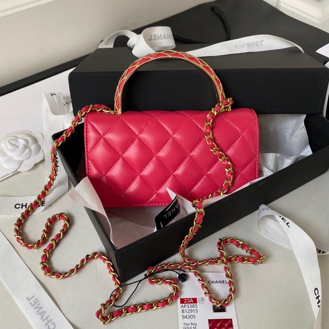 Chanel MINI FLAP BAG WITH TOP HANDLE AP3385 red