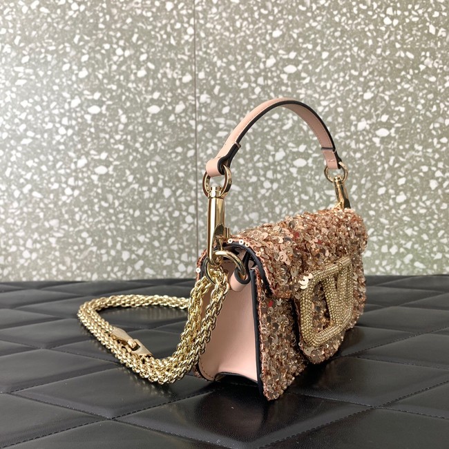 VALENTINO V-logo MINI LOCO sequin and leather bag WA0K53-1