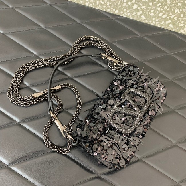 VALENTINO V-logo MINI LOCO sequin and leather bag WA0K53-2