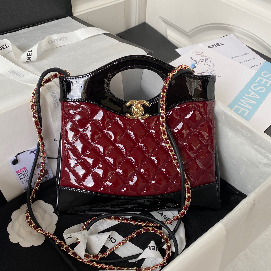 CHANEL 31 MINI SHOPPING BAG AS4133 Burgundy & Black