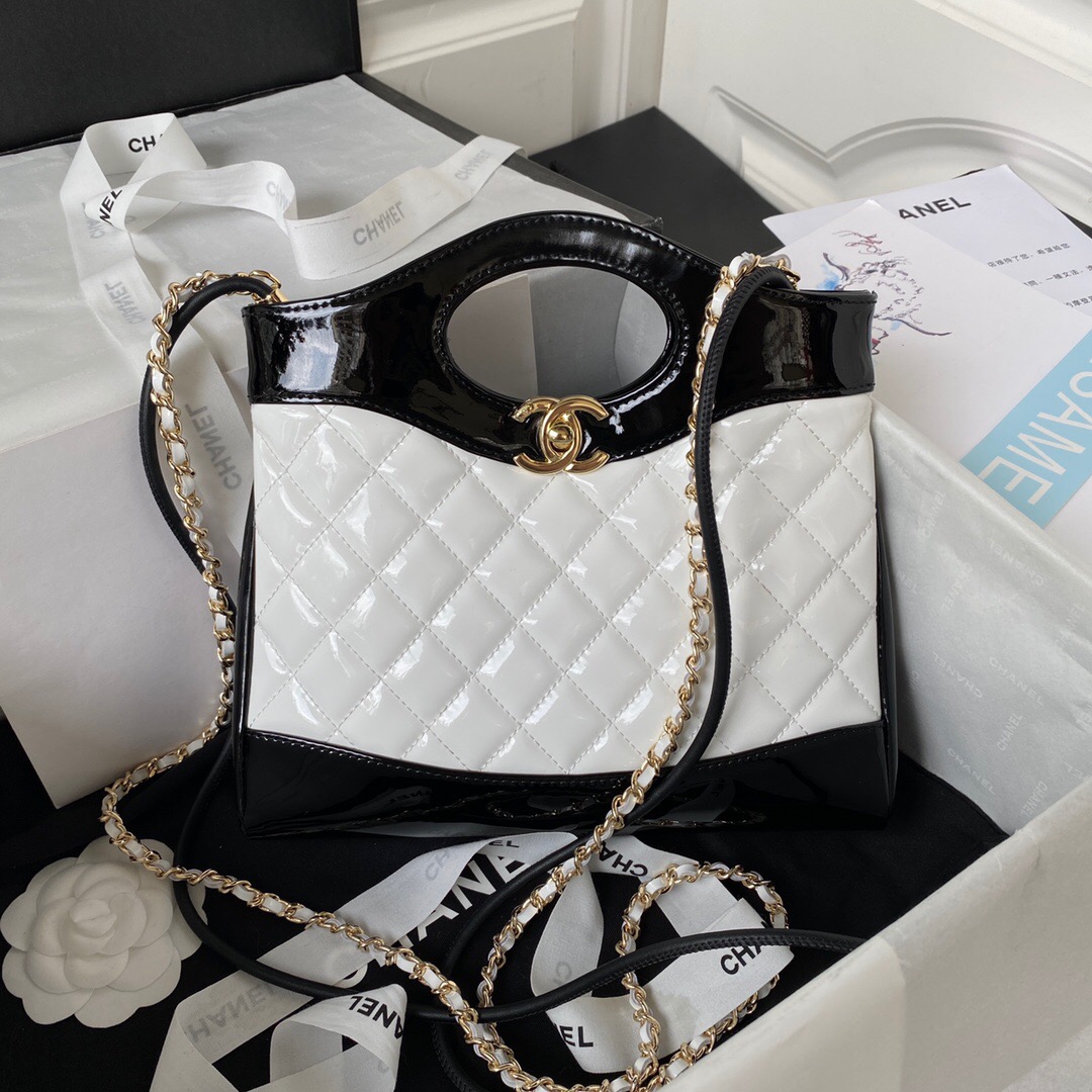 CHANEL 31 MINI SHOPPING BAG AS4133 White & Black