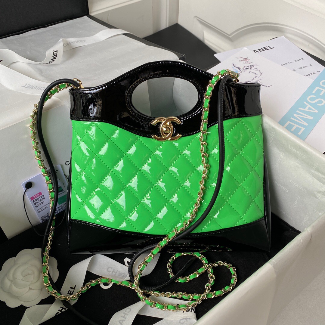 CHANEL 31 MINI SHOPPING BAG AS4133 green & Black