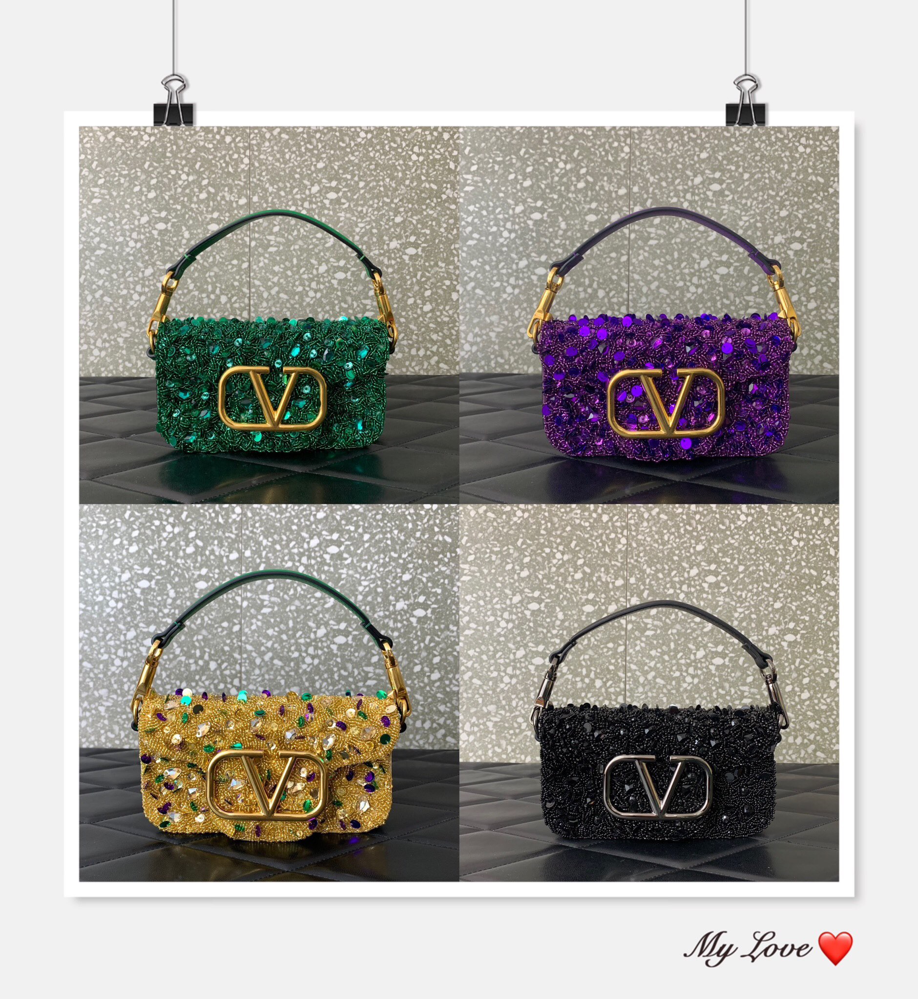 VALENTINO V-logo MINI LOCO sequin and leather bag WA0K53-10