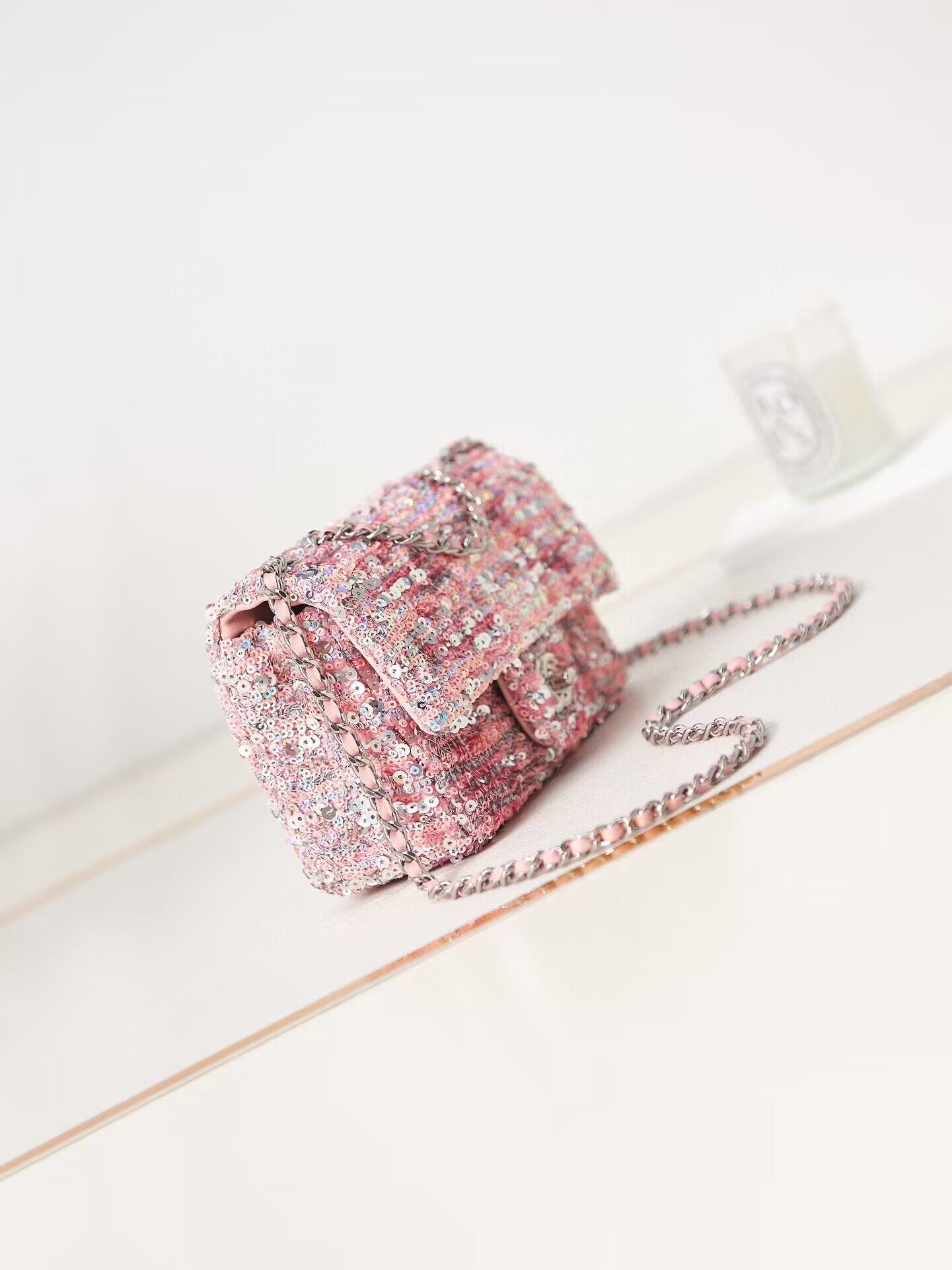 Chanel 23C Sequins CF Shoulder Bag AS3965 Pink