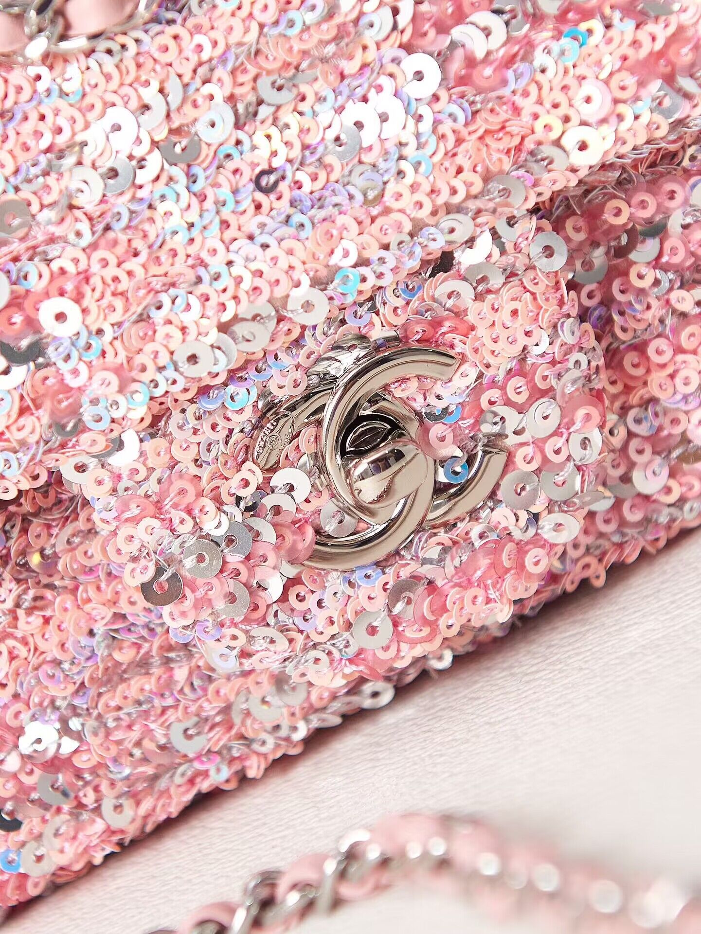 Chanel 23C Sequins CF Shoulder Bag AS3965 Pink