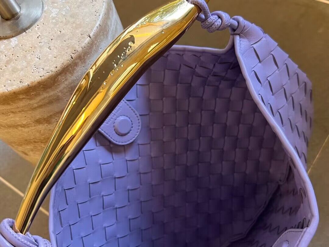 Bottega Veneta Sardine Intrecciato Gold Hardware Handle Bag 716082 Purple