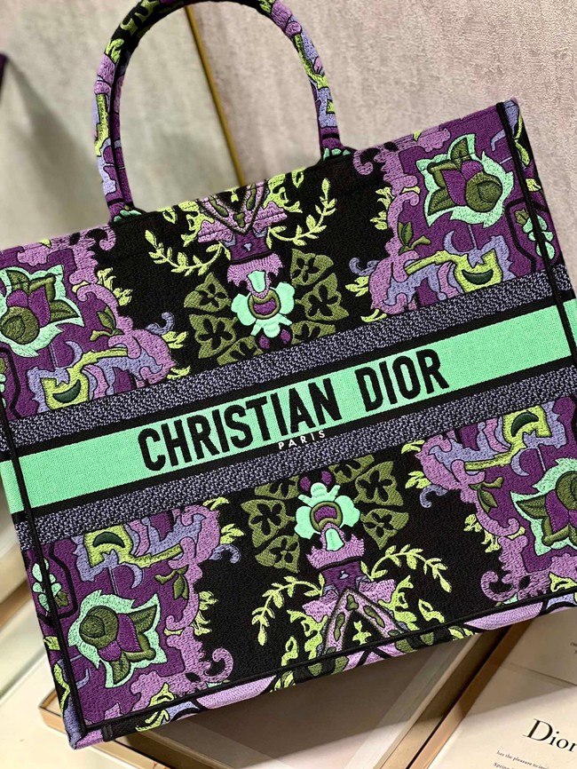 LARGE DIOR BOOK TOTE Multicolor Dior Indian Purple Embroidery M1286ZESK