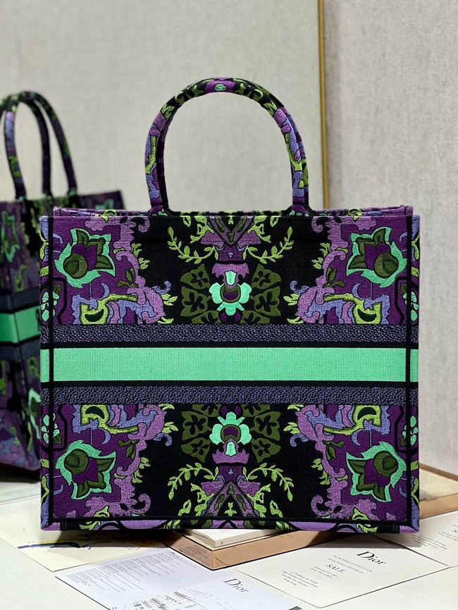 LARGE DIOR BOOK TOTE Multicolor Dior Indian Purple Embroidery M1286ZESK