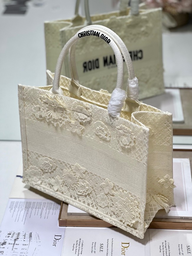 MEDIUM DIOR BOOK TOTE D-Lace Embroidery M1296ZE-2