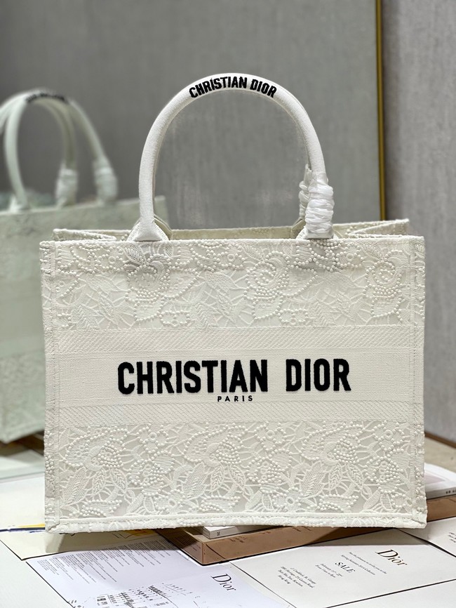 MEDIUM DIOR BOOK TOTE D-Lace Embroidery M1296ZE-6