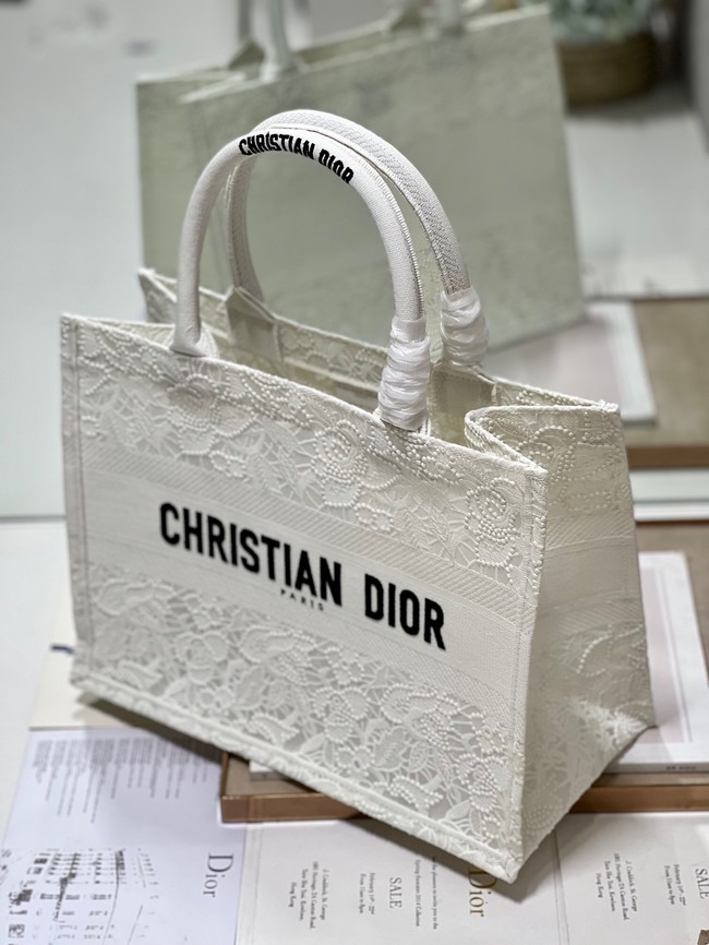 MEDIUM DIOR BOOK TOTE D-Lace Embroidery M1296ZE-6