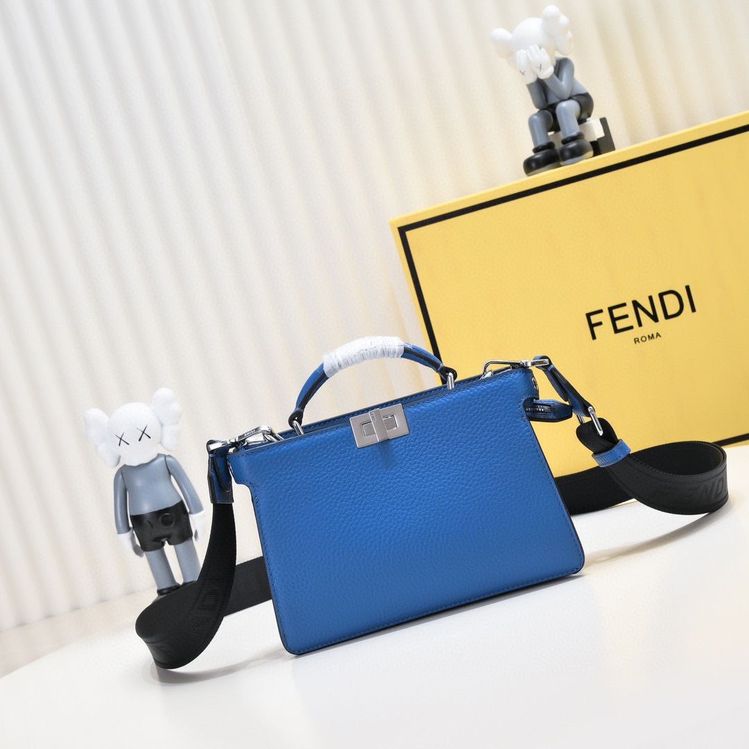 Fendi Peekaboo ISeeU XCross Small Original Leather Bag 2317 Blue