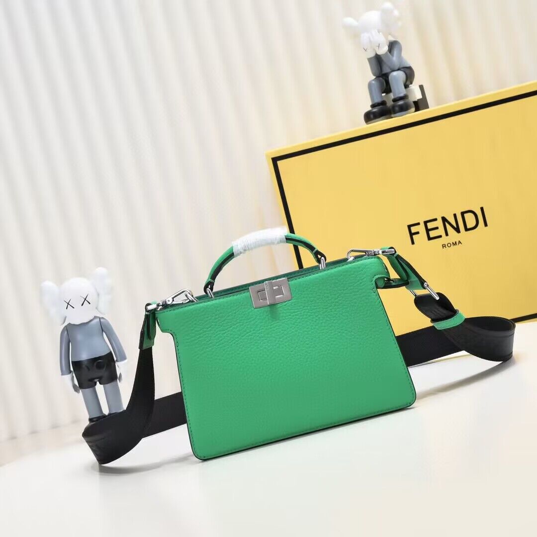 Fendi Peekaboo ISeeU XCross Small Original Leather Bag 2317 Green