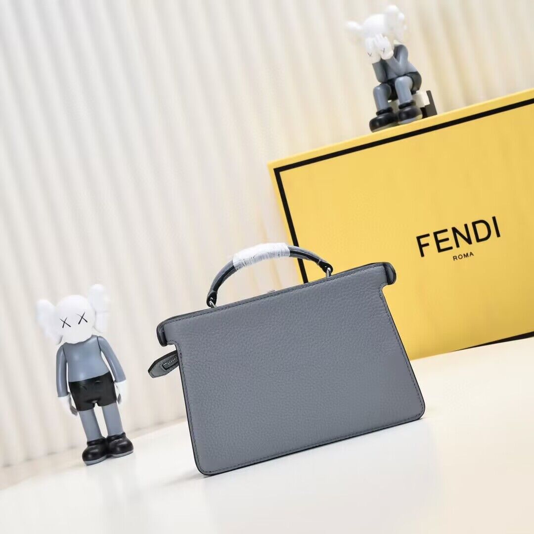 Fendi Peekaboo ISeeU XCross Small Original Leather Bag 2317 Light Gray