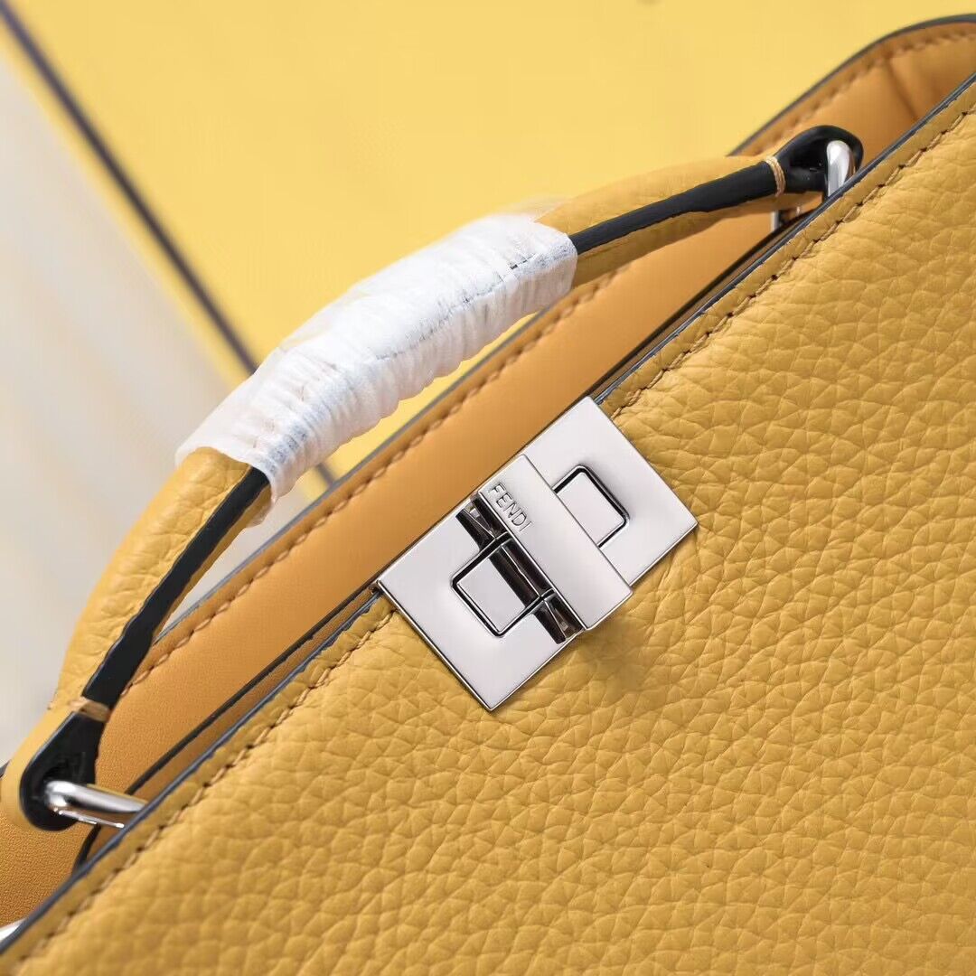 Fendi Peekaboo ISeeU XCross Small Original Leather Bag 2317 Yellow