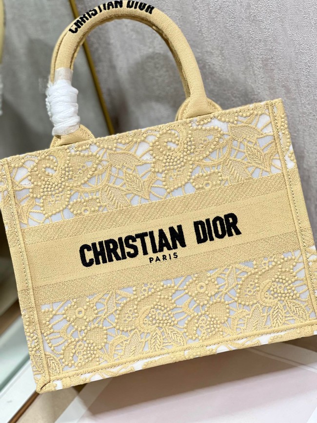 SMALL DIOR DIOR BOOK TOTE D-Lace Embroidery M1296ZRG-3