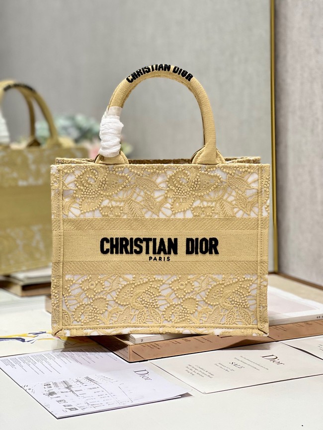 SMALL DIOR DIOR BOOK TOTE D-Lace Embroidery M1296ZRG-3