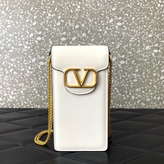 VALENTINO LOCO calf leather chain phone case WP0Z11 white