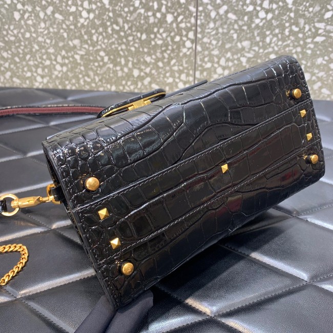 VALENTINO VSLING small Crocodile pattern Shoulder bag WB0F53 black