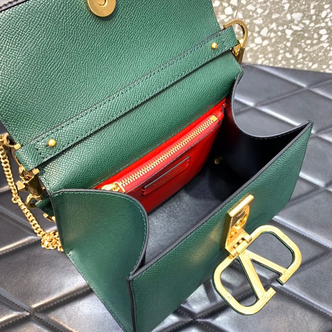 VALENTINO VSLING small Grain calf leather Shoulder bag WB0F53 blackish green