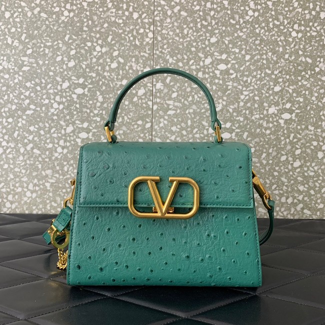 VALENTINO VSLING small Ostrich pattern Shoulder bag WB0F53 green