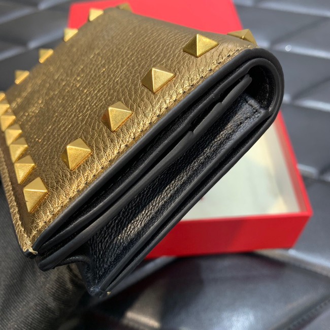 VALENTINO Garavani Rockstud Calfskin Wallet 0P39R bronze