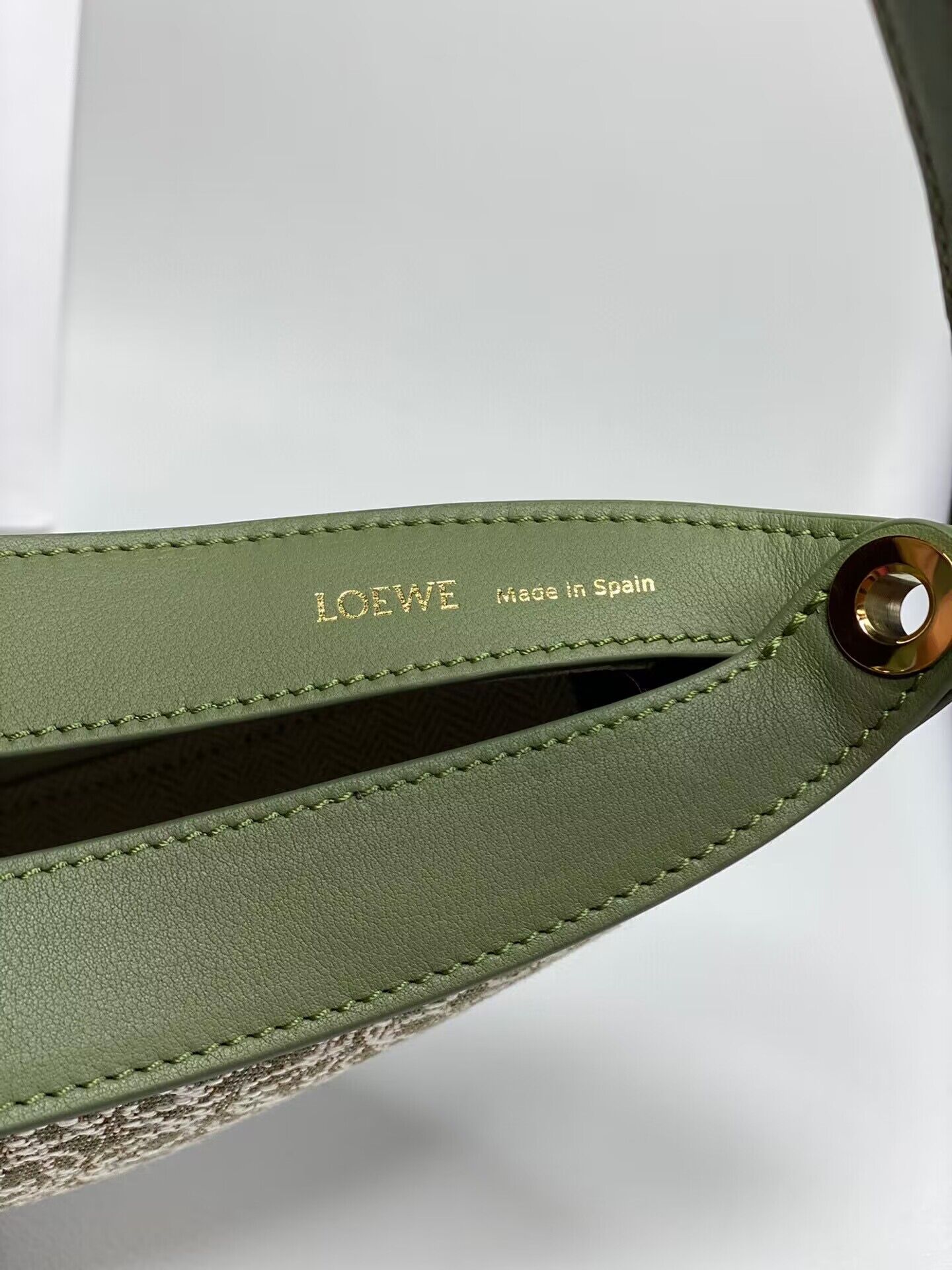 Loewe Original Leather Shoulder Handbag 3073 Green Embroidery