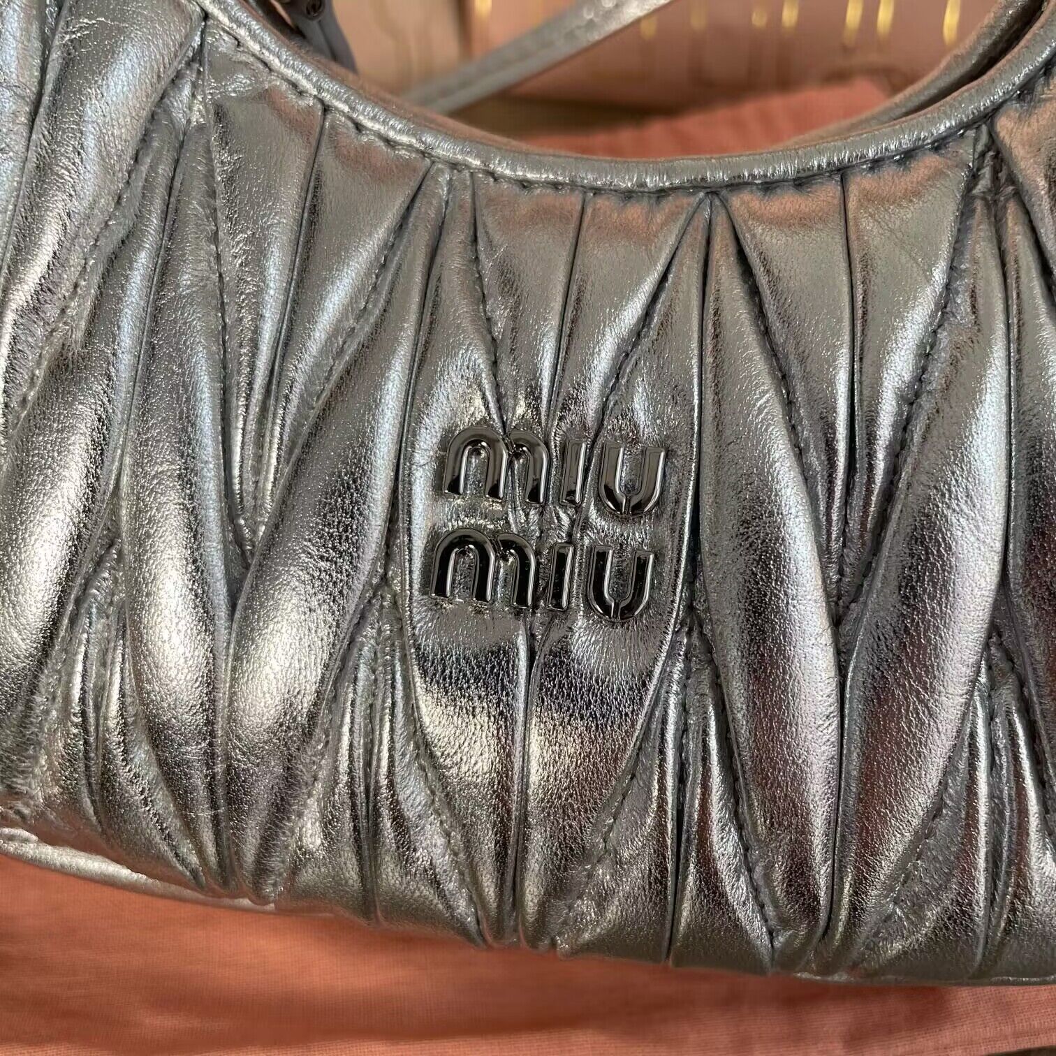 Miu Miu Wander Matelasse Original Sheepskin Mini Bag 5BP078 Silver