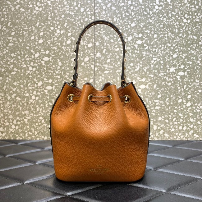 VALENTINO VLOGO SIGNATURE Lambskin nano Bucket Bag 0319 brown