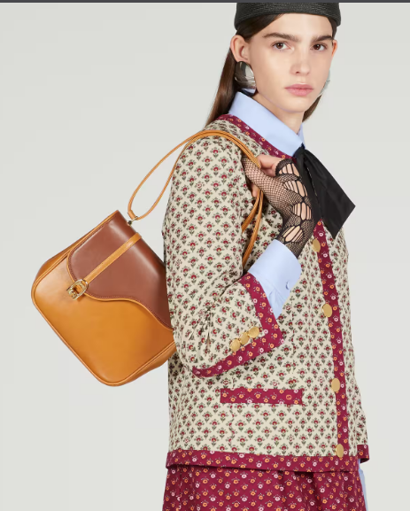 GUCCI EQUESTRIAN INSPIRED SHOULDER BAG 740988 Cuir and brown