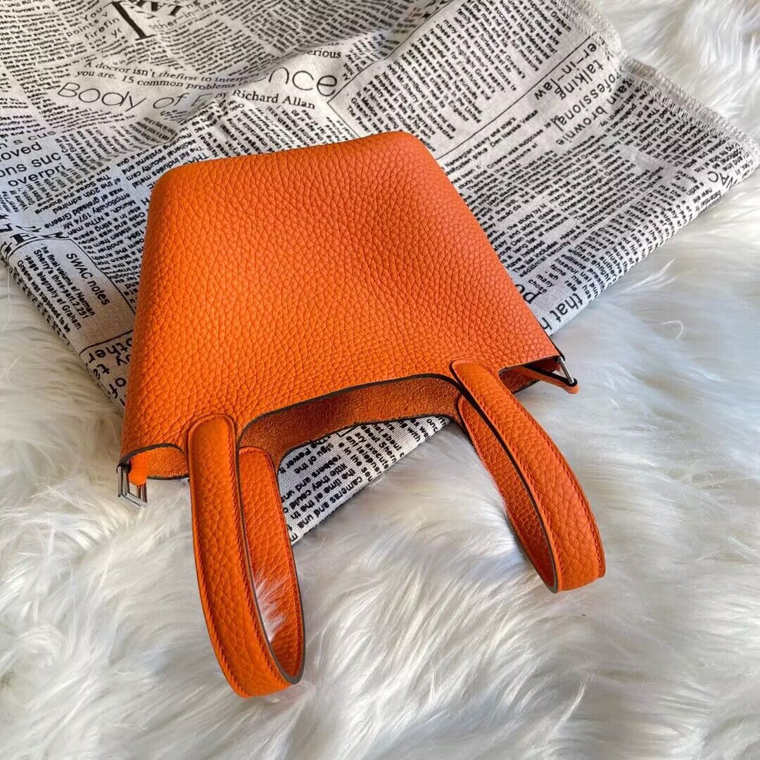 Hermes Mini Picotin 14 Lock Bags Original Togo Leather PL5302 Orange