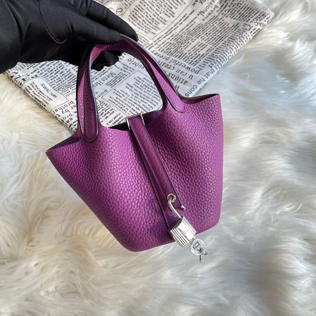 Hermes Mini Picotin 14 Lock Bags Original Togo Leather PL5302 Purple