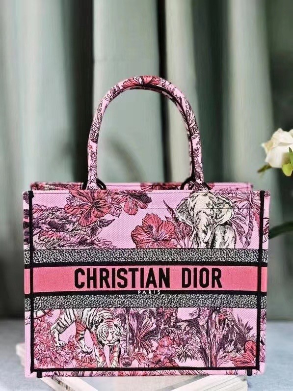 MEDIUM DIOR BOOK TOTE Pink Multicolor Toile de Jouy Voyage Embroidery M1296ZEUP