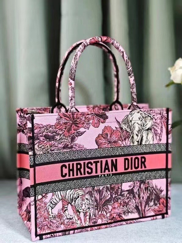 MEDIUM DIOR BOOK TOTE Pink Multicolor Toile de Jouy Voyage Embroidery M1296ZEUP