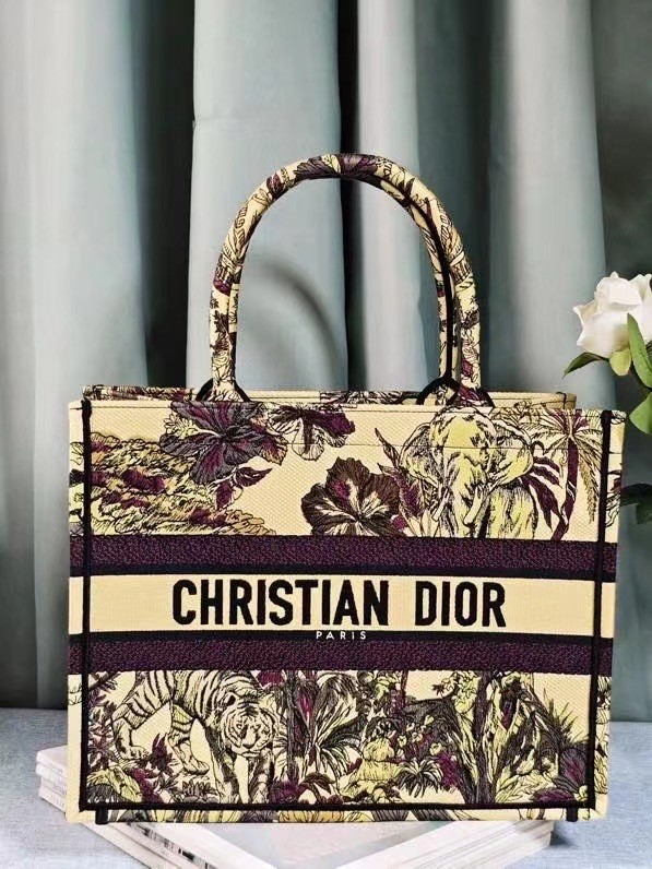 MEDIUM DIOR BOOK TOTE Yellow Multicolor Toile de Jouy Voyage Embroidery M1296ZEUP