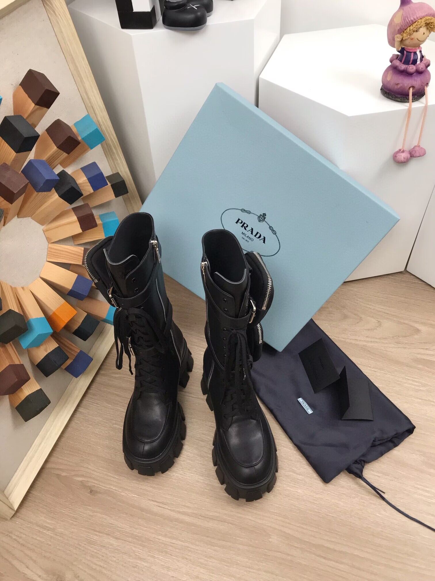 Prada High Martin Boots 6CM P53021 Black