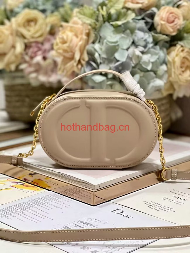 CD SIGNATURE OVAL CAMERA BAG Caramel Beige Calfskin with Embossed CD Signature S2201UMFV