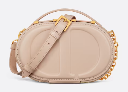 CD SIGNATURE OVAL CAMERA BAG Caramel Beige Calfskin with Embossed CD Signature S2201UMFV