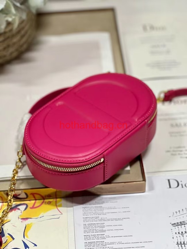 CD SIGNATURE OVAL CAMERA BAG Rani Pink Calfskin with Embossed CD Signature S2201UMFV