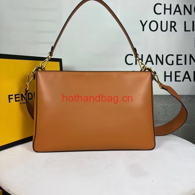 Fendi O Lock Zipper leather bag F1068 brown