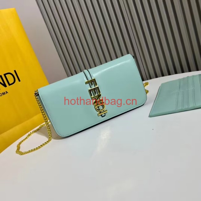 Fendi small smooth leather bag F1225 sky blue