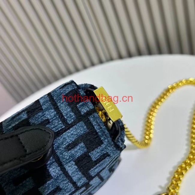 Fendi Baguette canvas bag with FF embroidery F1531 blue