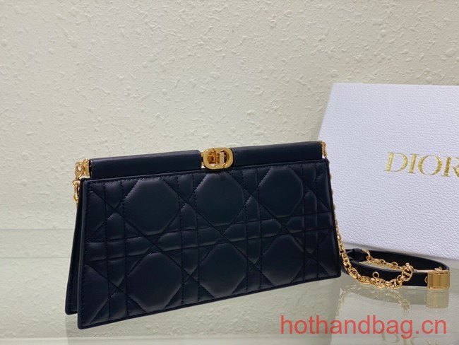 DIOR CARO COLLE NOIRE CLUTCH WITH CHAIN Black Cannage Lambskin S5166UDBB