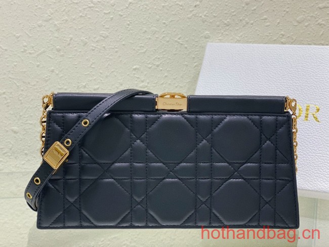 DIOR CARO COLLE NOIRE CLUTCH WITH CHAIN Black Cannage Lambskin S5166UDBB